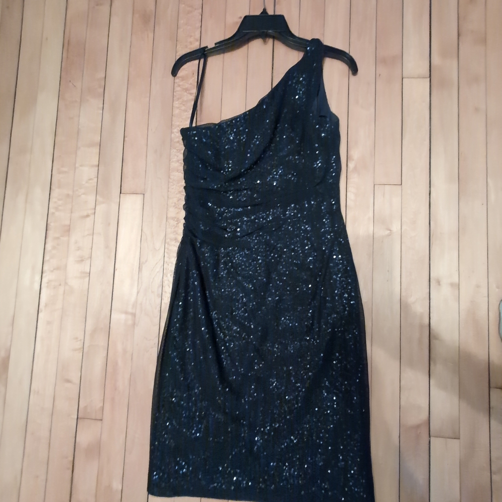 Ralph Lauren Navy Sequin One-Shoulder Dress (Size: 8)